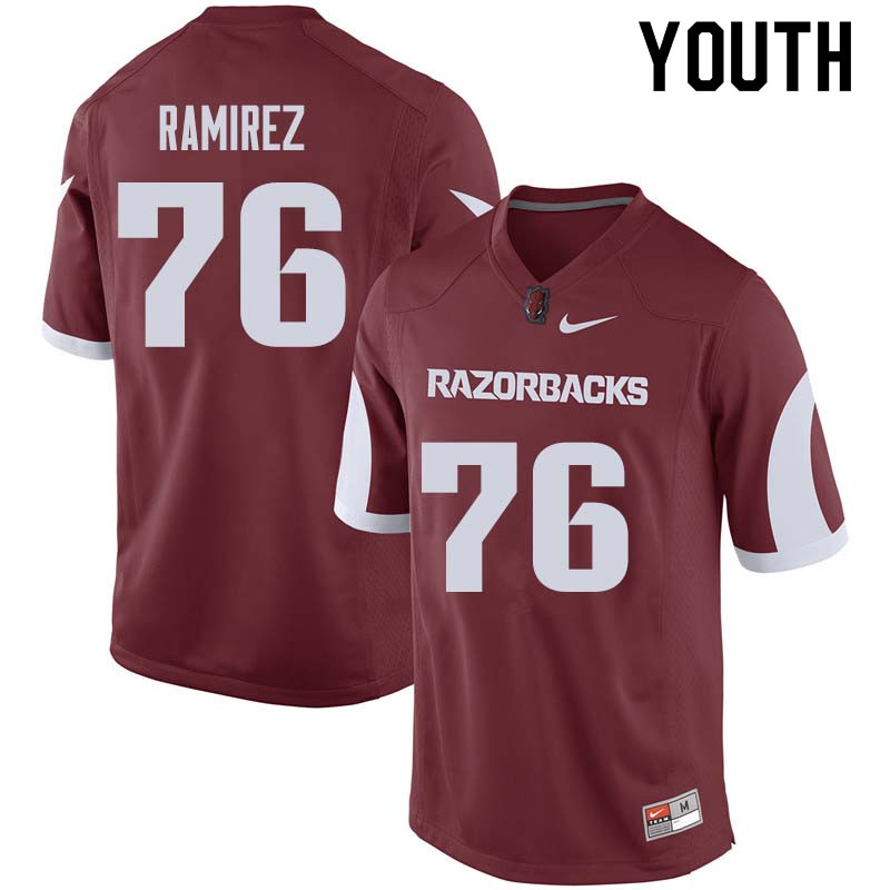 Youth #76 Paul Ramirez Arkansas Razorback College Football Jerseys Sale-Cardinal - Click Image to Close